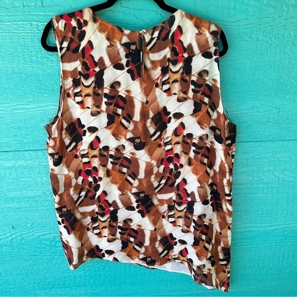 CLEARANCE CLASSIQUES ENTIER SILK ANIMAL PRINT FAUX WRAP TANK BLOUSE SIZE XL EUC - Picture 2 of 7